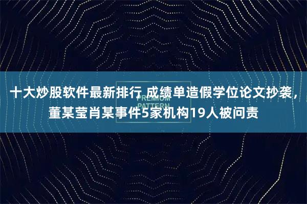 十大炒股软件最新排行 成绩单造假学位论文抄袭，董某莹肖某事件5家机构19人被问责