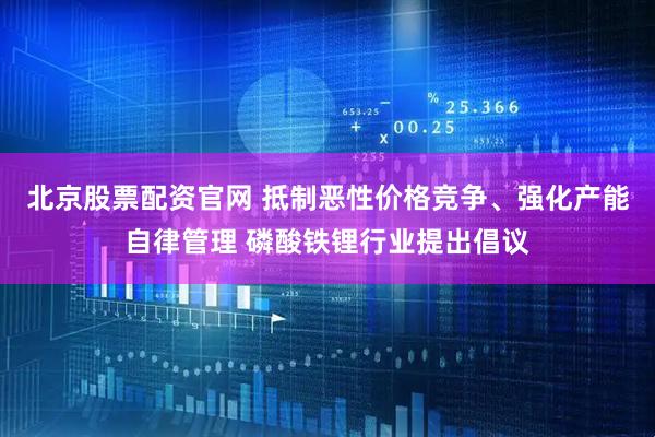 北京股票配资官网 抵制恶性价格竞争、强化产能自律管理 磷酸铁锂行业提出倡议